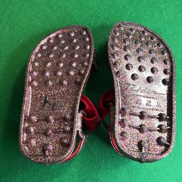 MINI MELISSA & RIDER PAPETE RED-CLEAR GLITTER PINK SANDAL SZ 12 - Picture 8 of 10